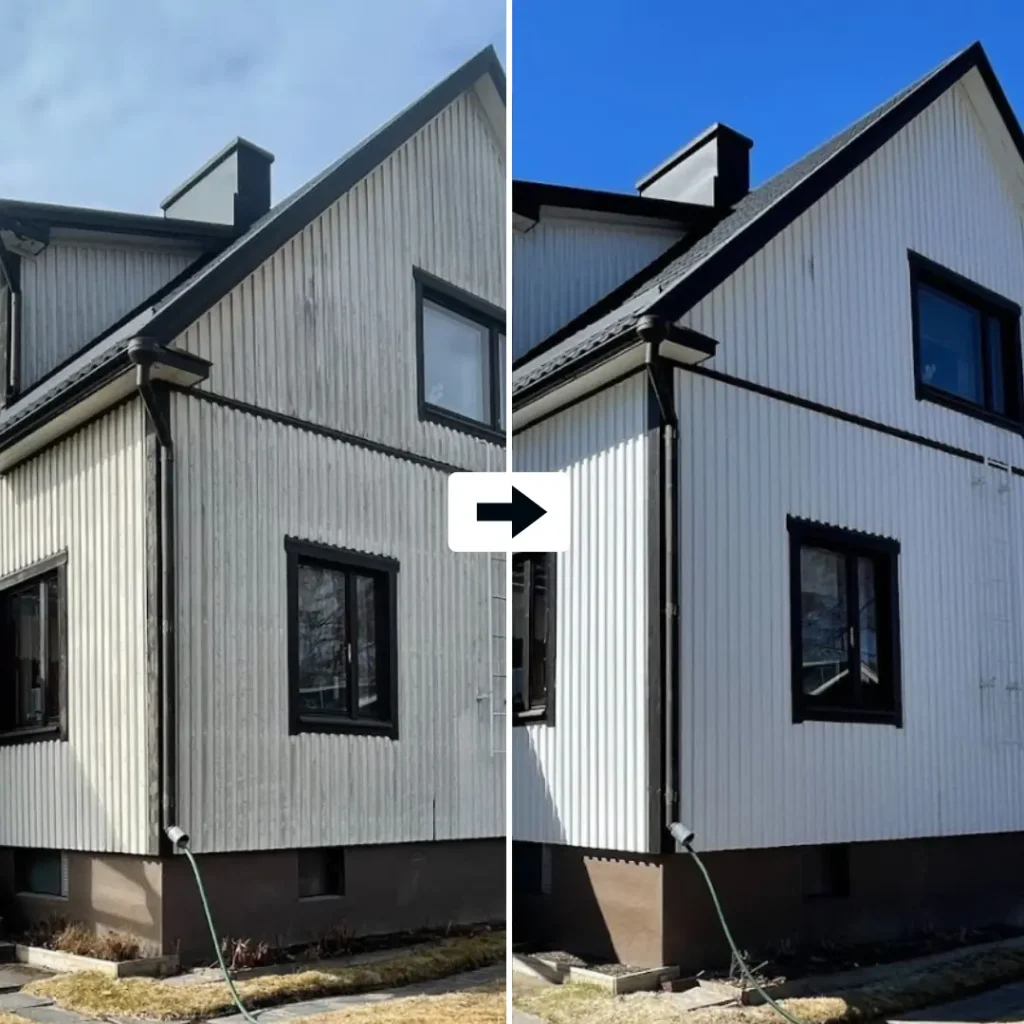 Talon maalaus ennen jälkeen